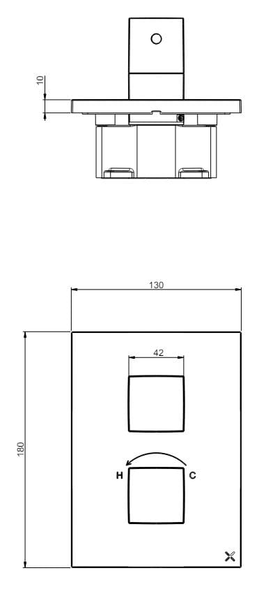 Термостатический смеситель для душа с 2 отверстиями и пластиной CROSSWATER WATERSQUARE, VERGE ARCH-00141343 - Вид №2