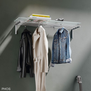 G15-900G Навесной шкаф g15 с 4 штангами для одежды и полкой для головных уборов из стекла - ширина 95 см PHOS