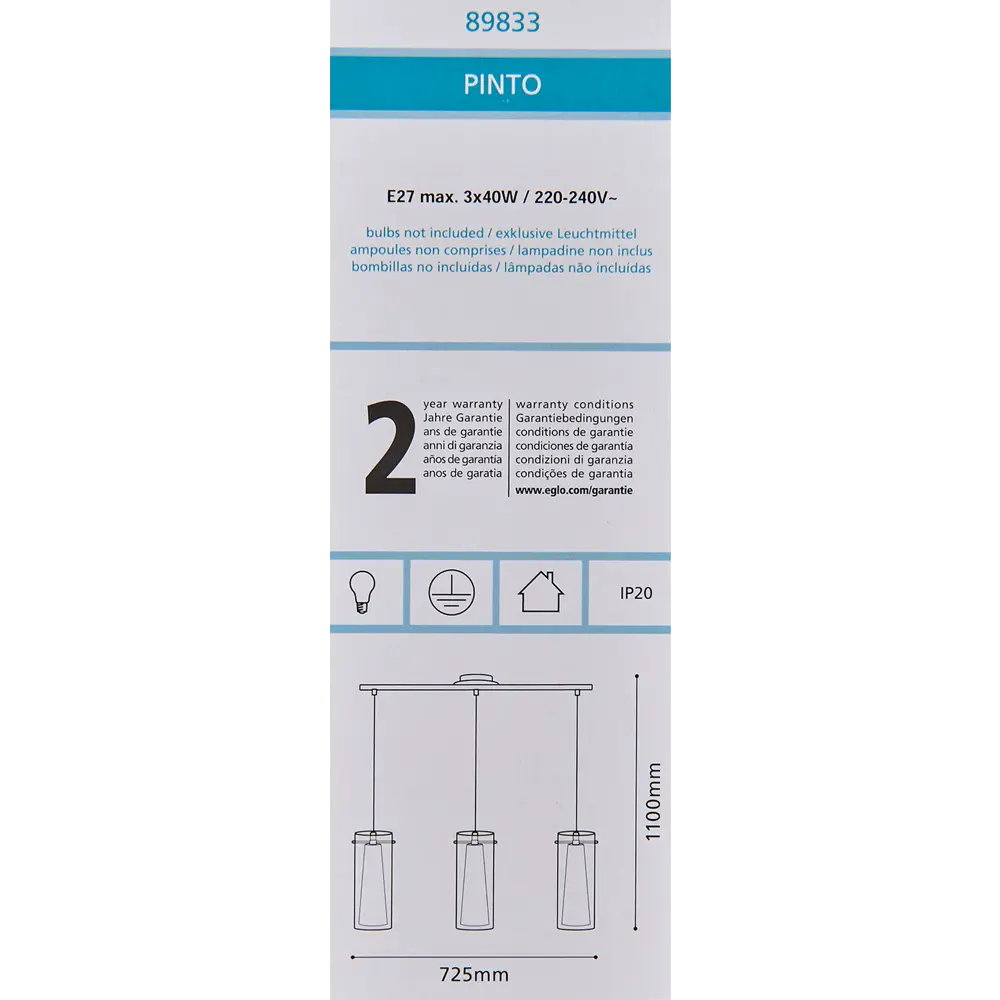 Подвесной светильник Eglo «Pinto» 3xE27x60 Вт STLM-2181987 - Вид №8