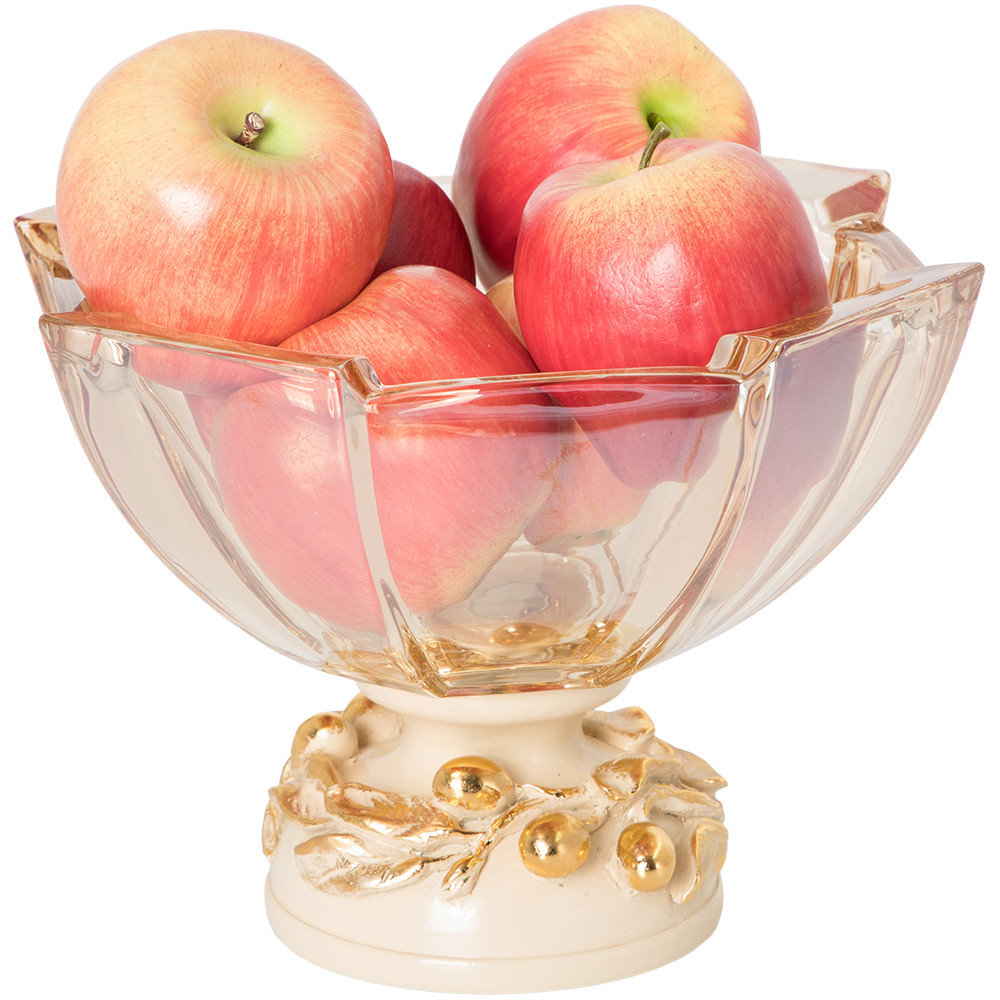 52102 Фруктовница-конфетница Oliva Branch Gold Айвори BOGACHO 4627179659929 - Вид №4