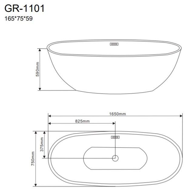 Ванна отдельностоящая GR-1101 (165x75x59) GROSSMAN  - Вид №2