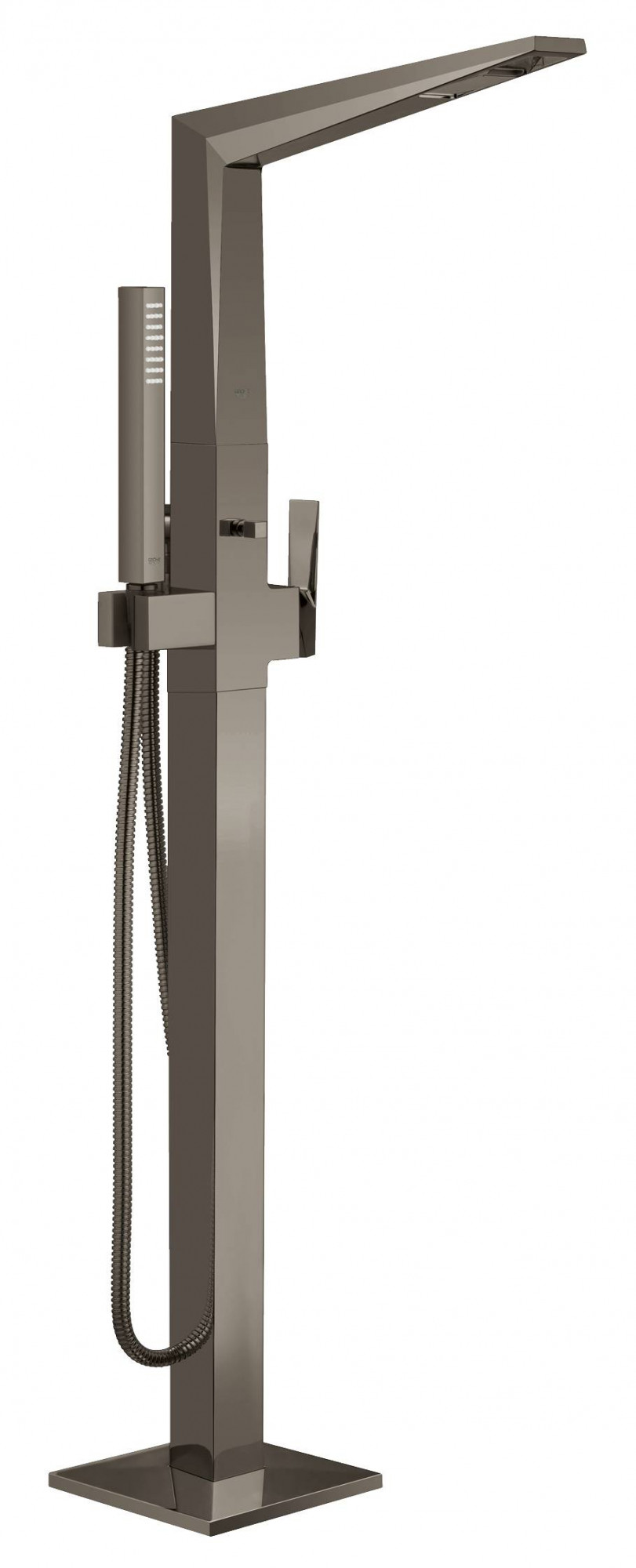 Смеситель для ванны GROHE Allure Brilliant с душевым гарнитуром, верхняя монтажная часть, напольный монтаж, темный графит глянец (23119A00)