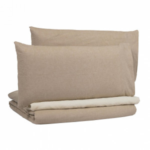 108850 Dileta duvet cover, sheet & pillowcase set in brown GOTS-certified cotton 145 x 190 cm La Forma