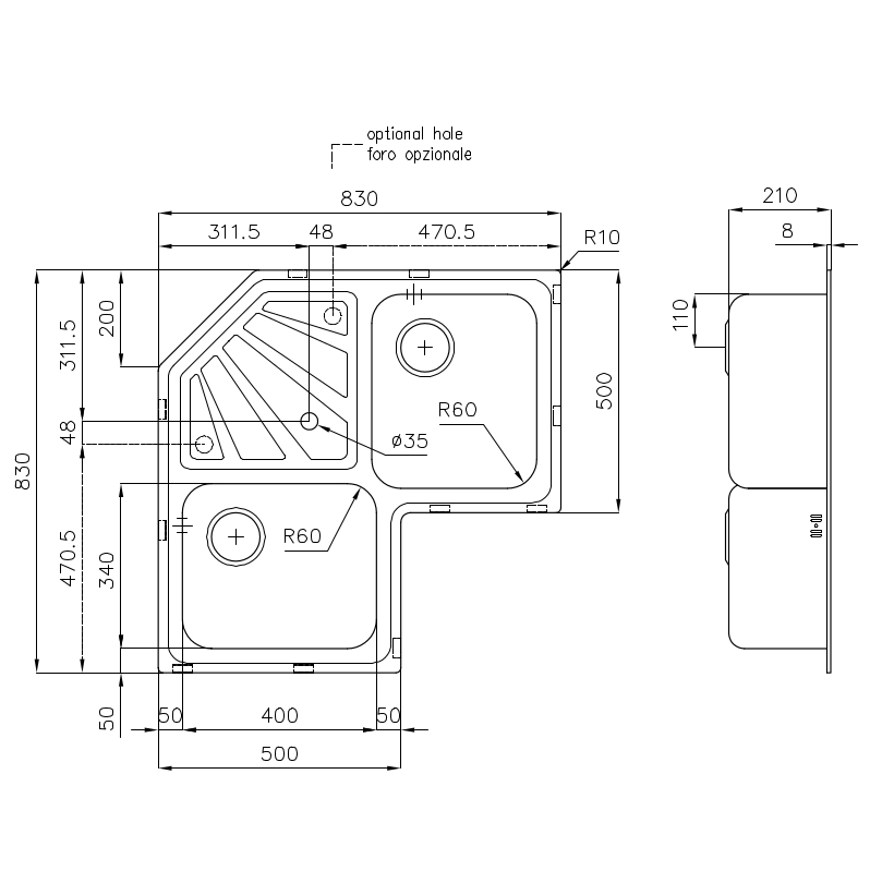3307060 Мойка Angolare 3307060 Fosterspa  - Вид №1