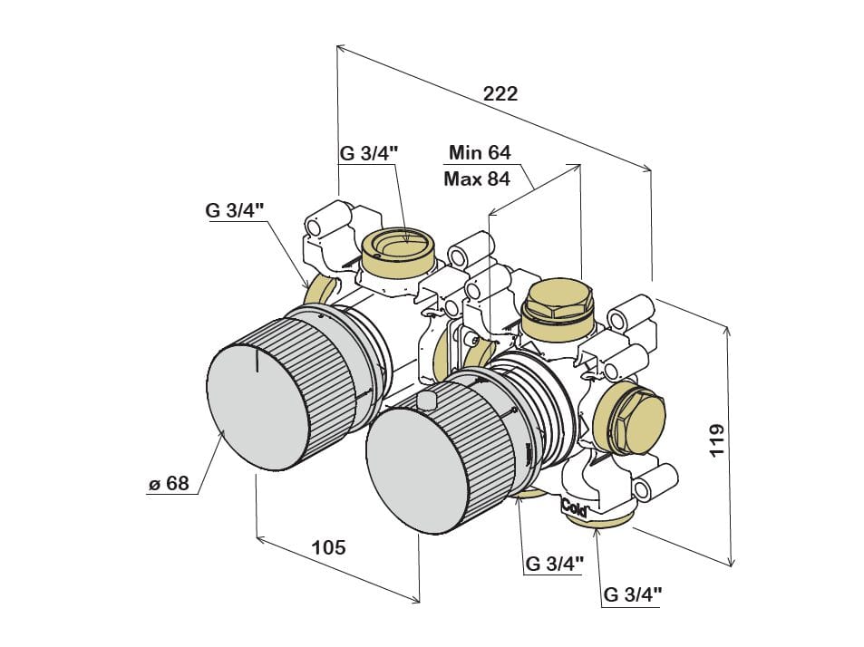 Термостатический смеситель для душа из нержавеющей стали с переключателем Amphora катушка ARCH-00061361 - Вид №3
