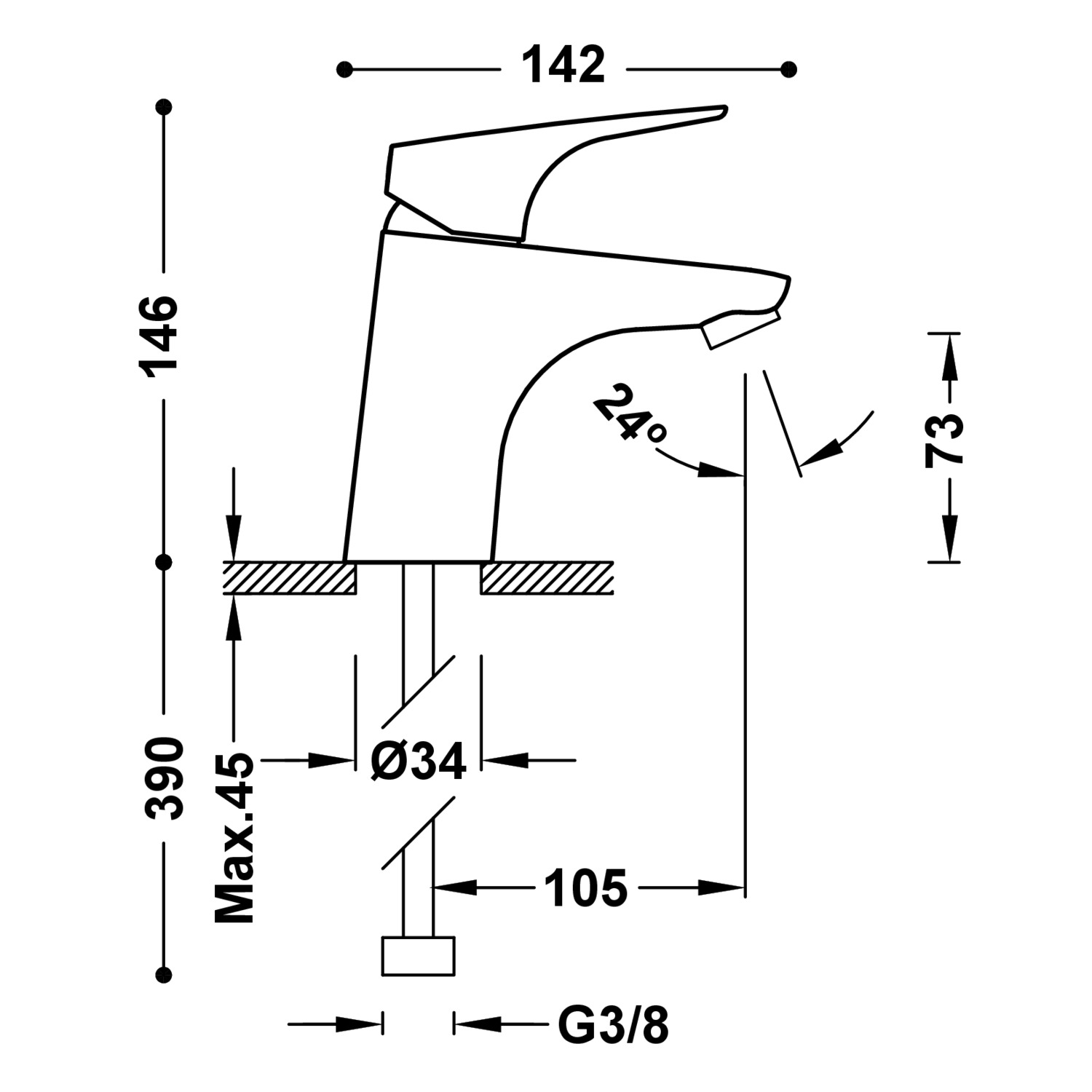Смеситель для раковины CANIGÓ с одной ручкой-21710303 TRES Canigo - Вид №1