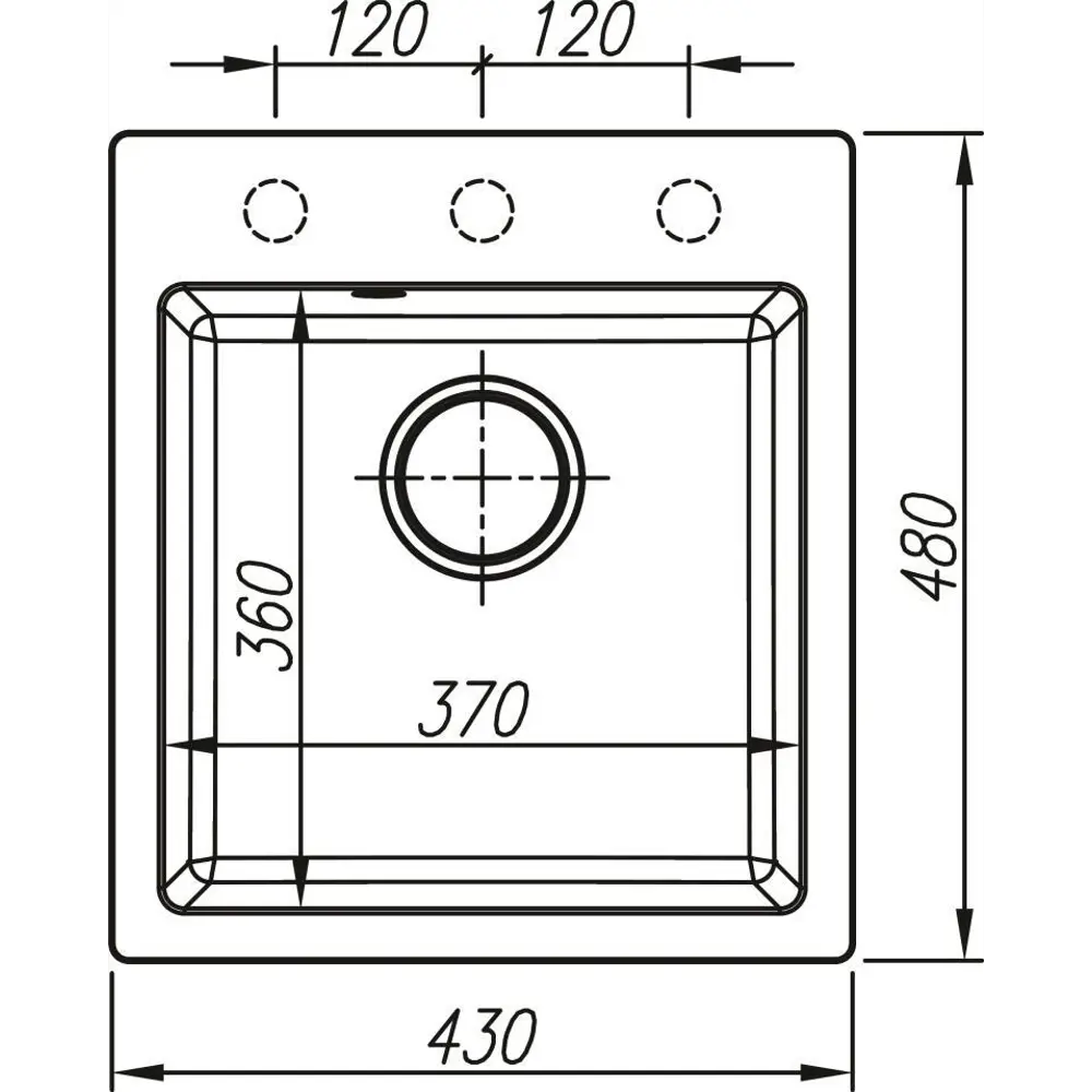 Кухонная мойка DELINIA кварцевая врезная 43×48 см антрацит 87795682 STLM-0075723 - Вид №7
