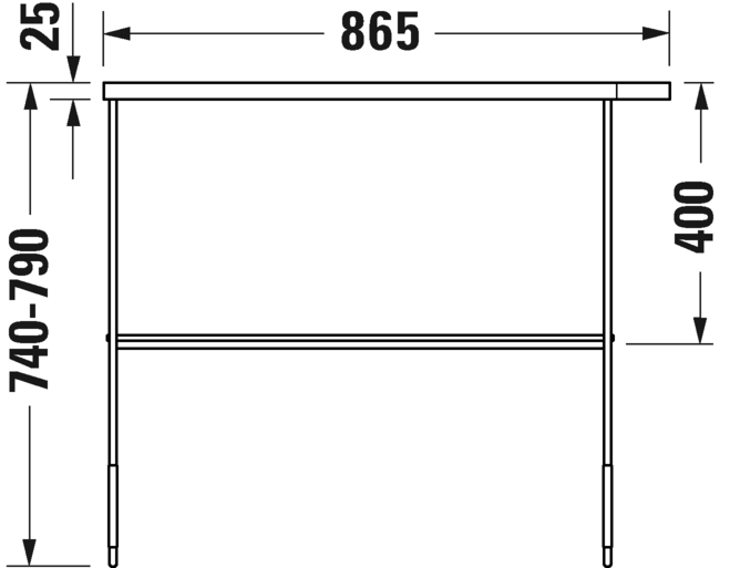 0031111000 Консоль металлическая напольная ** DuraSquare #003111 865 x 451 мм
Хром Black Matt Duravit - Вид №5
