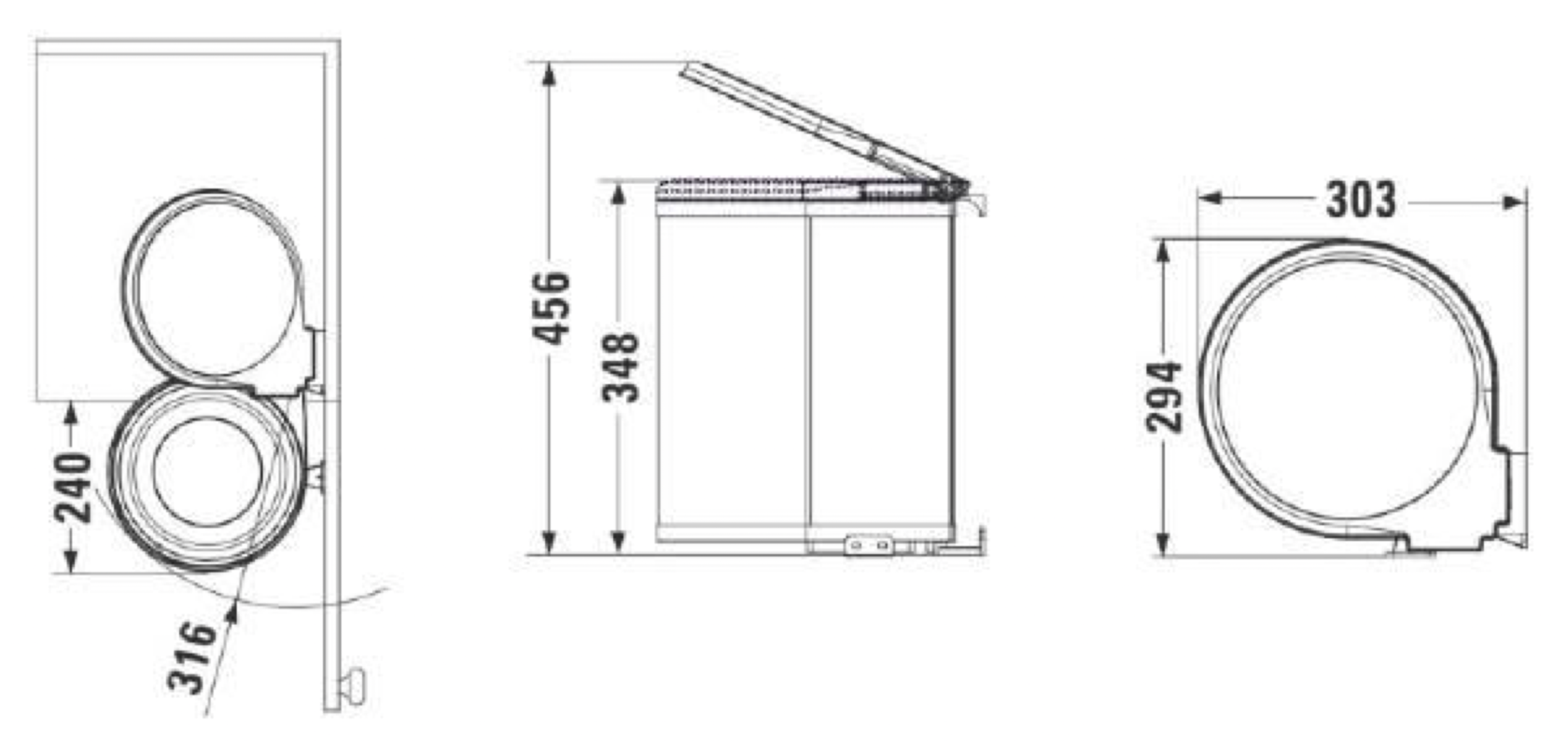 Ведро для мусора на дверцу шкафа Delta 350/13 Metallic Grey NAVAKO 10003 - Вид №2
