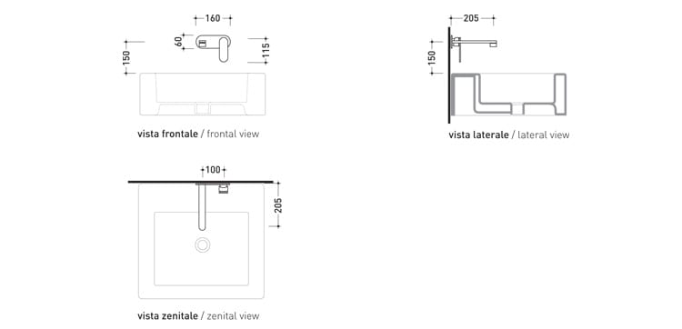 Однорычажный настенный смеситель для раковины с пластиной Ceramica Flaminia ONE ARCH-00032576 - Вид №2