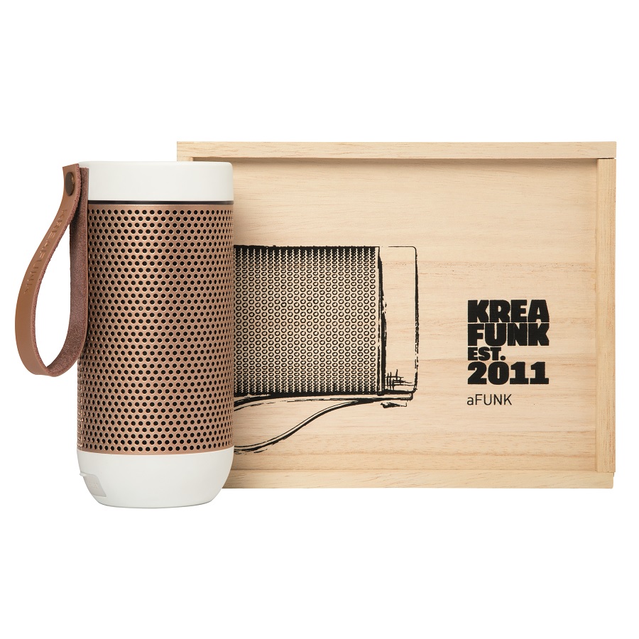 Колонка беспроводная с ремешком aFUNK, белая с бронзой KREAFUNK KFCD01 - Вид №5