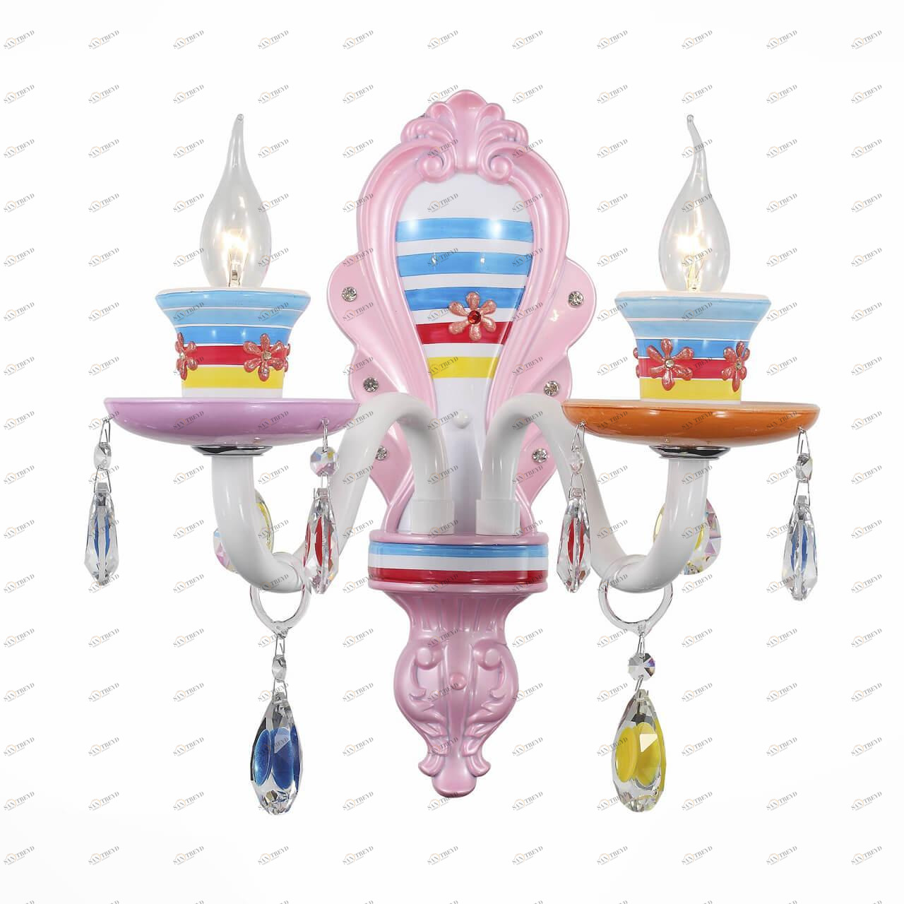 Бра детское Ornato с двумя рожками и подвесками ST LUCE ORNATO 326259 Розовый 