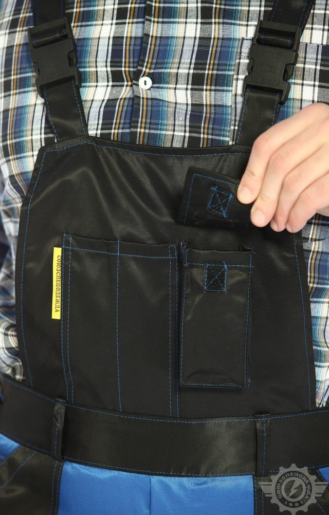 61471 Полукомбинезон "Мастер" василек-черный  Летняя спецодежда  размер 48-50/170-176  - Вид №6