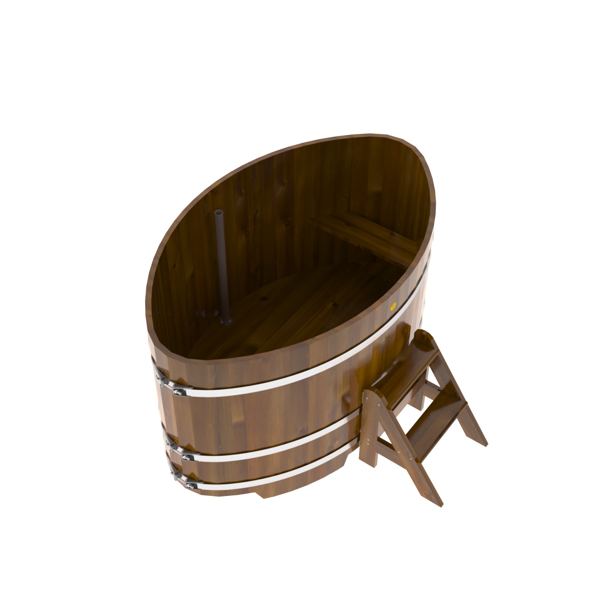 2287 Купель овальная из лиственницы Рустик 1,08х1,75х1,0 морёная Alyarus  - Вид №2