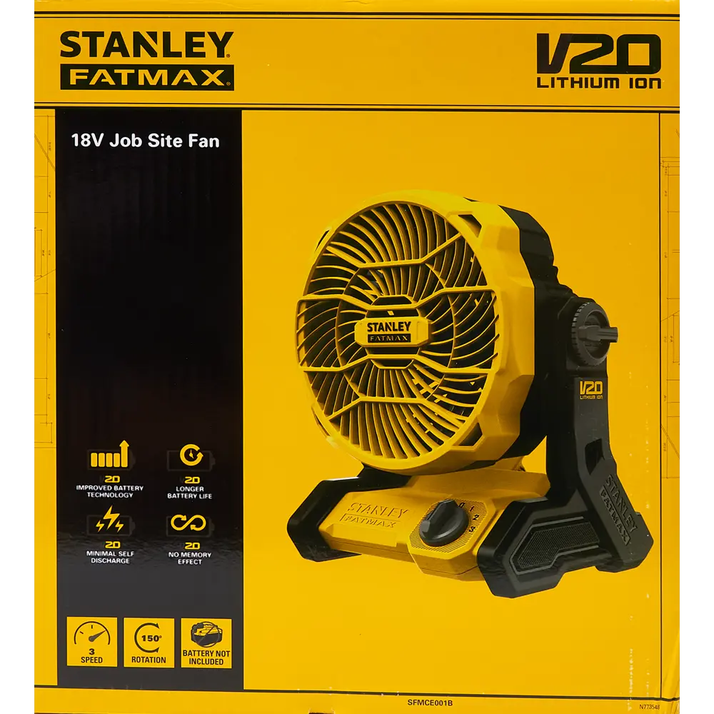 Вентилятор напольный Stanley Fatmax 18 Вт см цвет черный/желтый STLM-2146185 - Вид №8