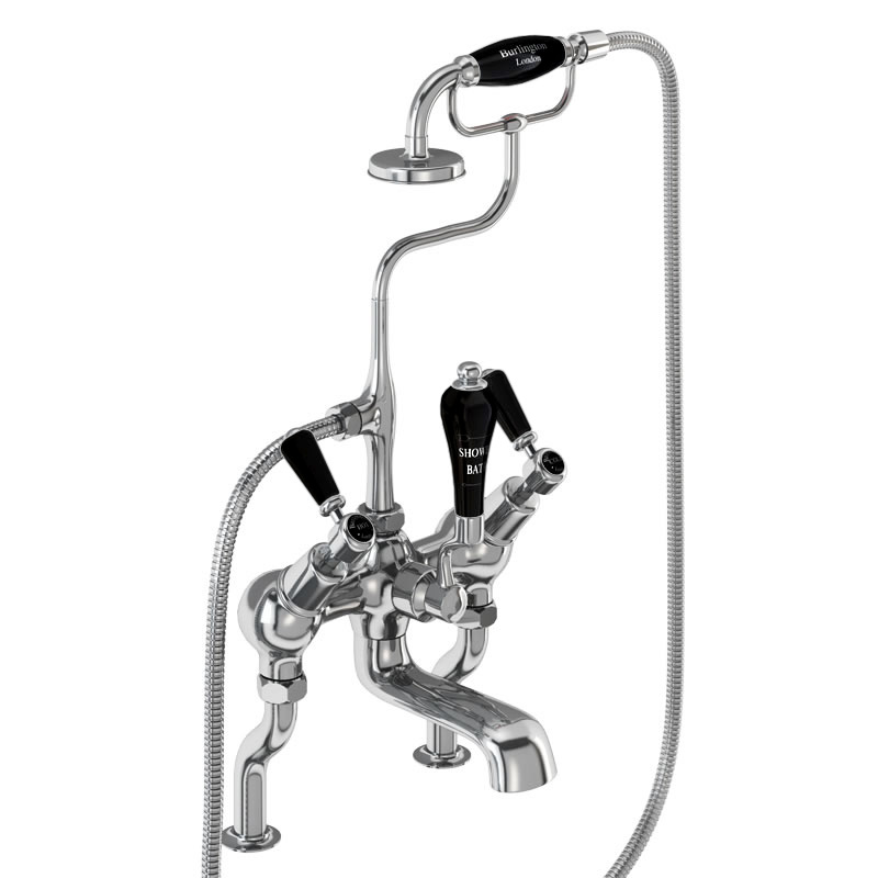 Burlington Кенсингтонский угловой смеситель для душа для ванны, установленный на стойке Четвертьоборот с акцентом ореха KE19-QT WAL  - Вид №1