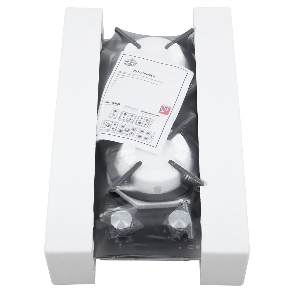 EGHG.32.1CB/G Газовая панель / домино, • тип: газовая 30см • тип установки: независимая • управление: фронтальное, переключатели поворотные • нагревательный элемент: конфорка, 2шт • мощность конфорок, вт: 2600, 1700 • материал исполнения: жаропрочное стек Santreyd  - Вид №15