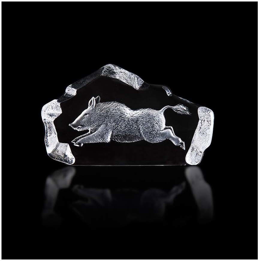 10671406 MALERAS Скульптура MALERAS Дикий кабан 15х9см, хрусталь Хрусталь 