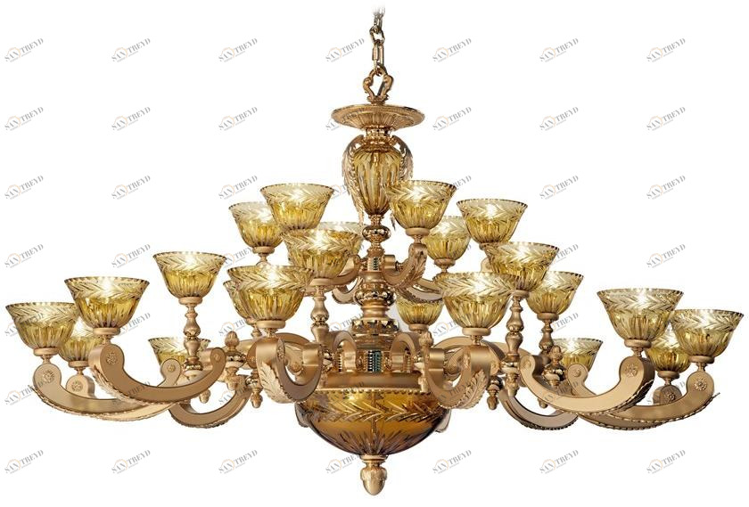 Possoni Illuminazione Люстра из чистого золота с пескоструйной обработкой и янтарным хрусталем Eden 265/24+3