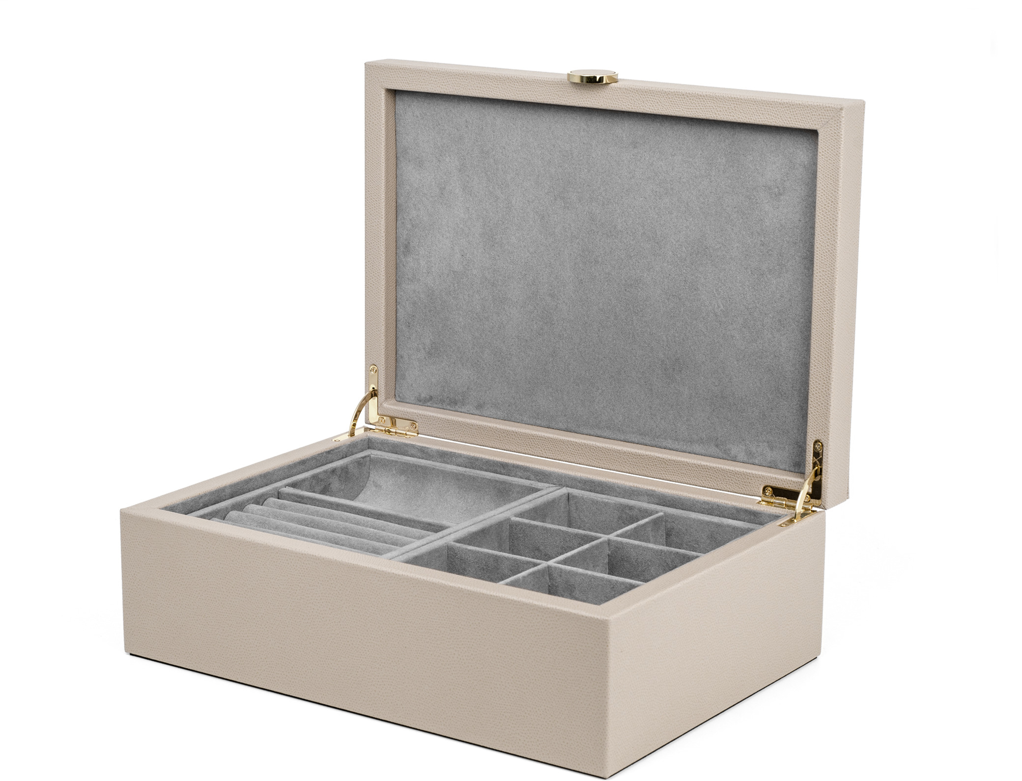 Шкатулка для драгоценностей Prestige - 35,5X25XH13 см / плетеная кожа_серо-коричневый