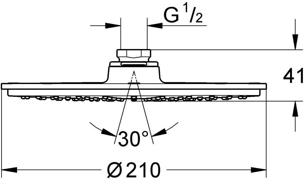 Верхний душ GROHE Rainshower Cosmopolitan Metal, 1 режим, диаметр 210 мм, с ограничением расхода воды, хром (2836800E) - Вид №3