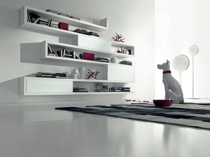 Fimar Книжный шкаф открытой стенки из лакированного дерева в современном стиле Side system sun-id-1372352 - Вид №3