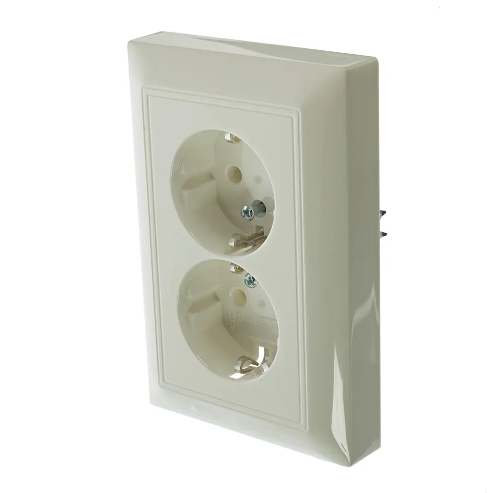 Розетка двойная встраиваемая ABB Basic 55 с заземлением, цвет белый STLM-2124480 - Вид №1