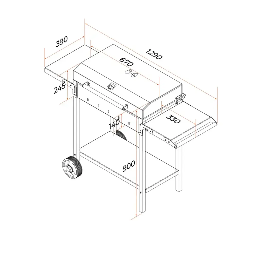 Передвижной гриль-мангал NATERIAL МАН 203 с крышкой и полками 17636486 STLM-0008452 - Вид №7