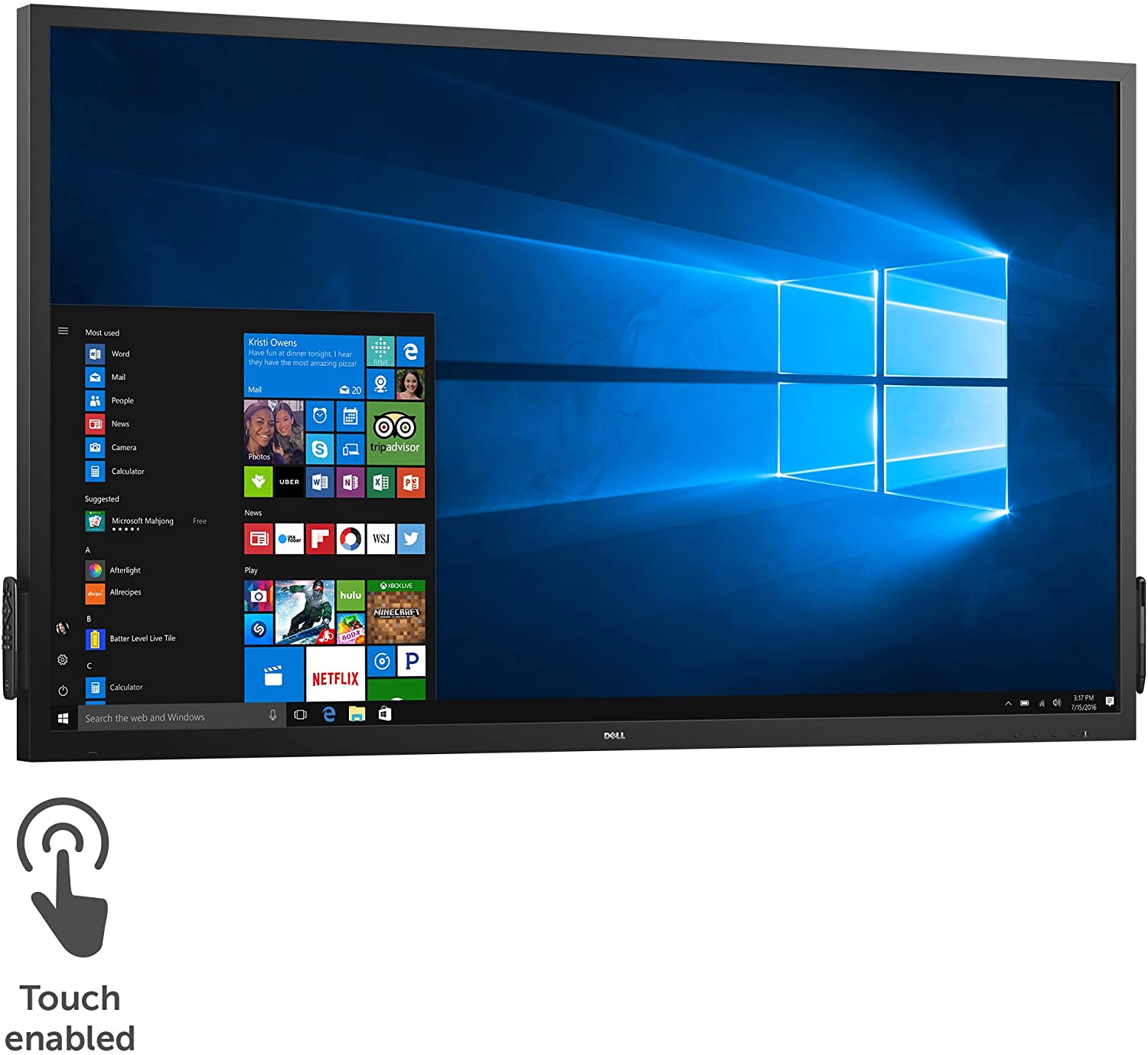 7017-4855 c7017t, 69.5",16:9, va, 10 points multi touch, 1920x1080, 6ms, 400cd/m2, 4000:1, hdmix2, vga, dp, 2x10w spk, 3xusb, black, 3 y Dell Santreyd  - Вид №3