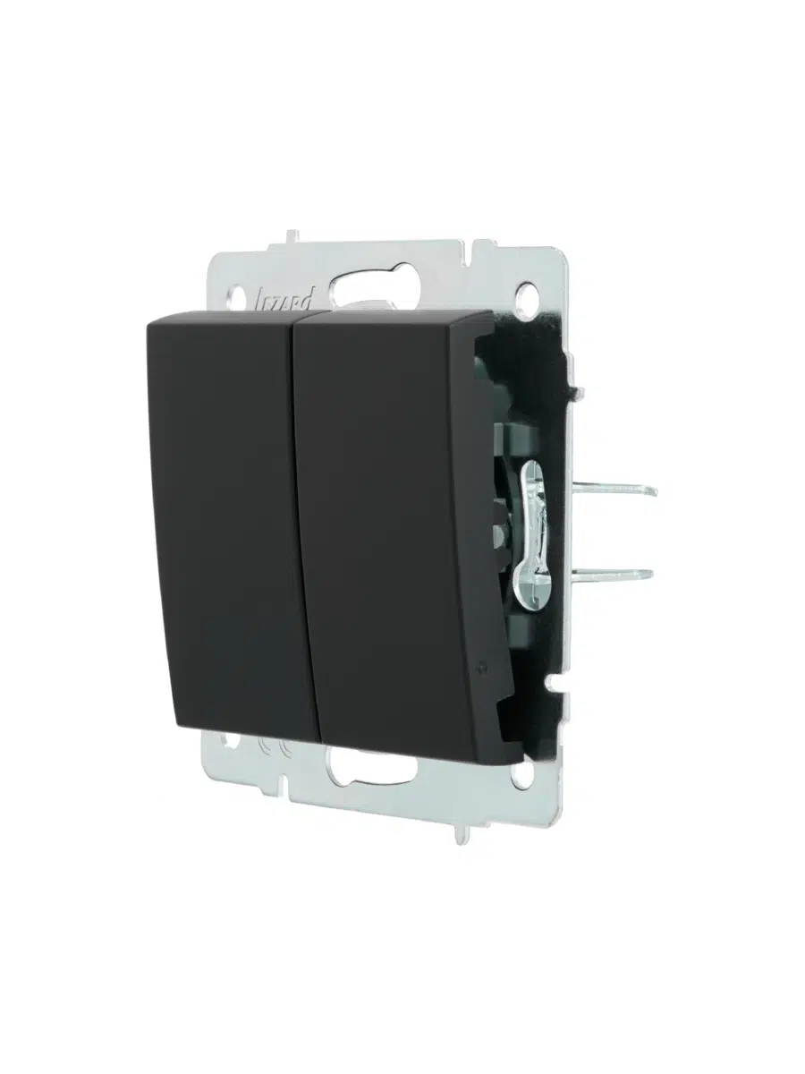 RAIN Выключатель двойной (механизм) без рамки черный LEZARD 703-4288-101