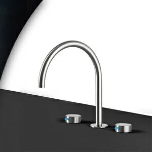 Смеситель для раковины сталь матовая с синей ручкой Toki Radomonte TKI25SCIL36