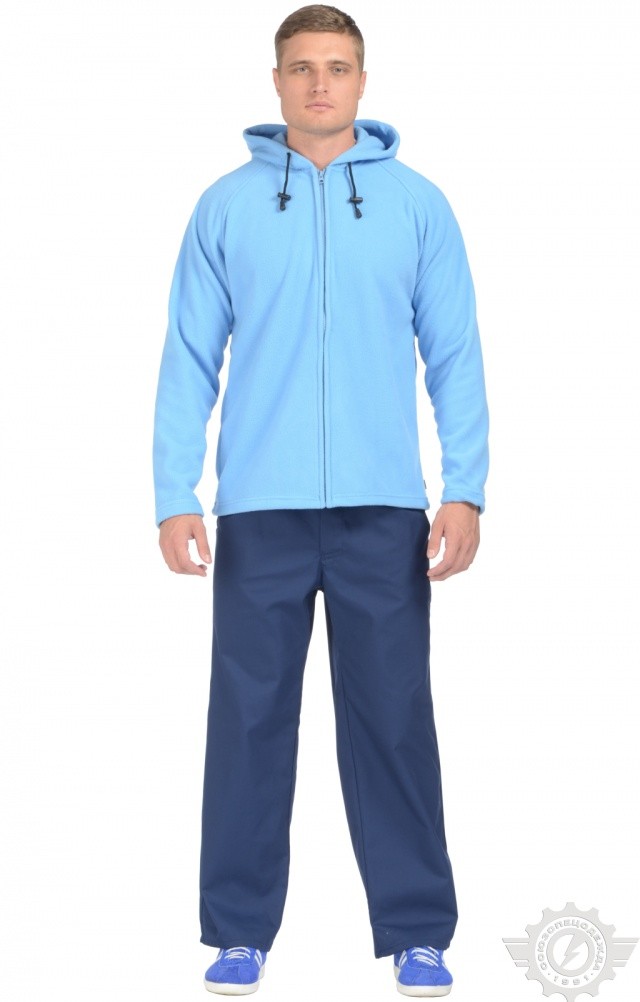 61321 Толстовка флисовая с капюшоном голубая  Одежда для промоакций  размер 56-58/182-188 Спецодежда  - Вид №4