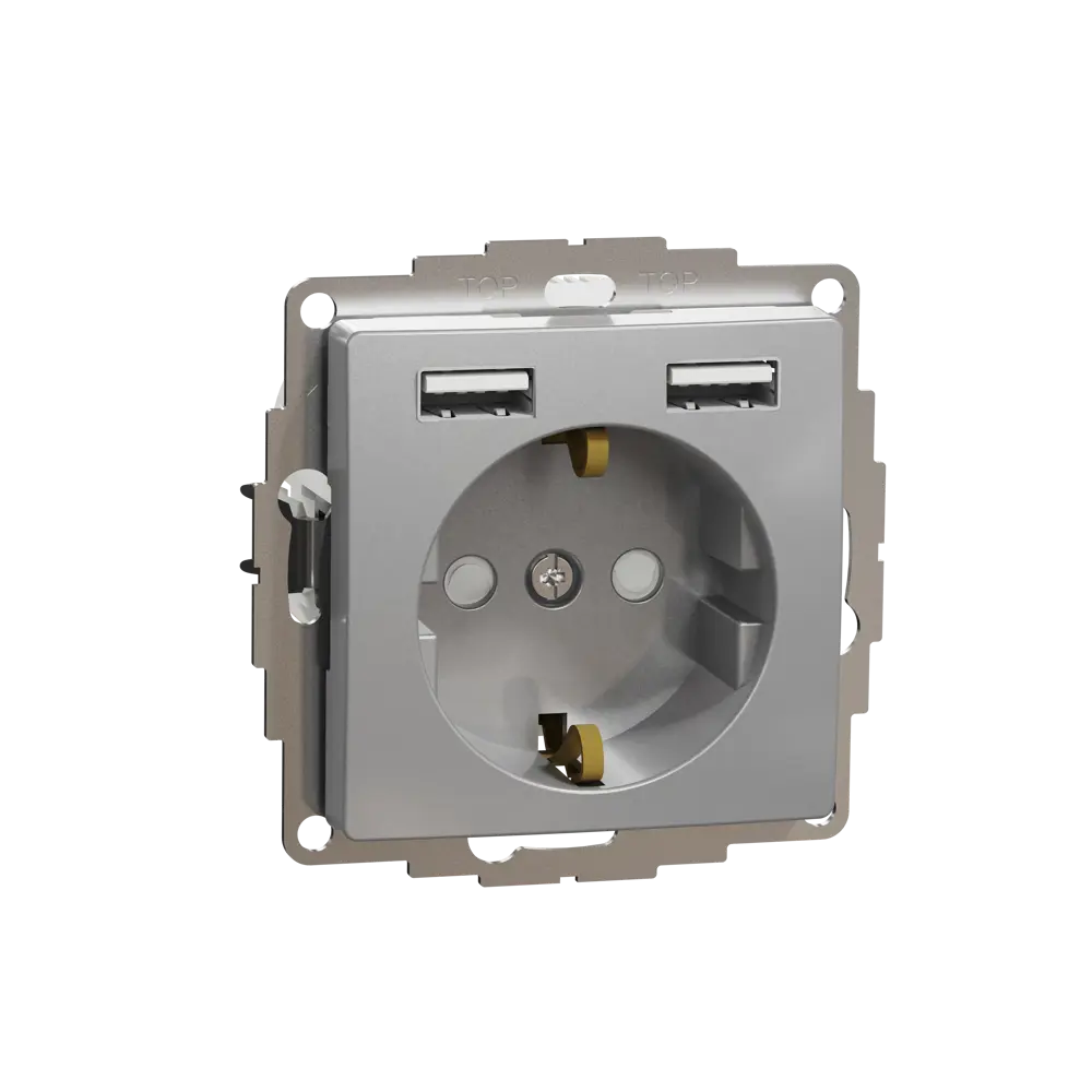 Розетка встраиваемая Systeme Electric Sedna Design  с заземлением разъем USB, цвет алюминий STLM-2018911 - Вид №1