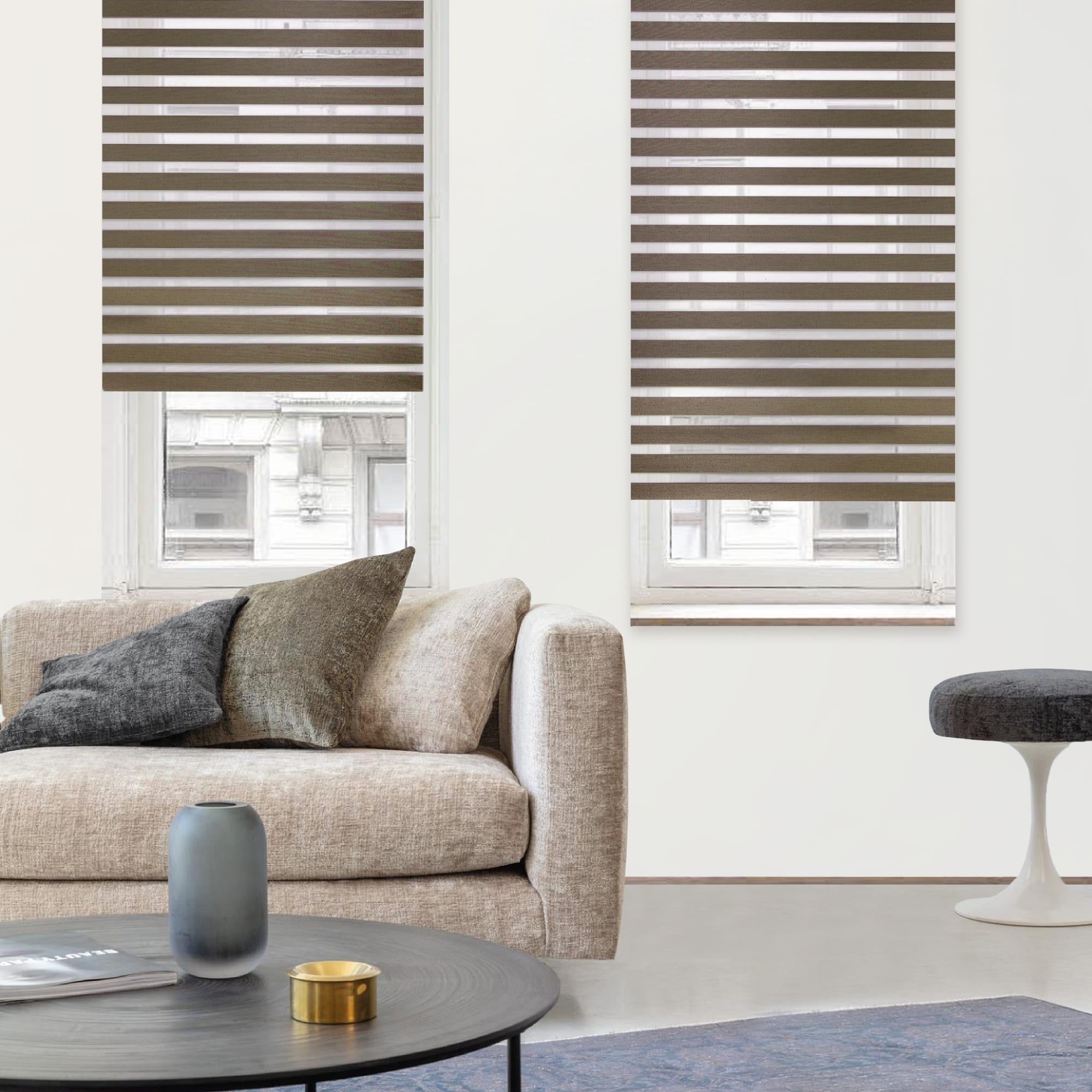 82614518 Штора рулонная день-ночь Miamoza Blackout Rain 55x160 см, цвет коричневый Santreyd  - Вид №2
