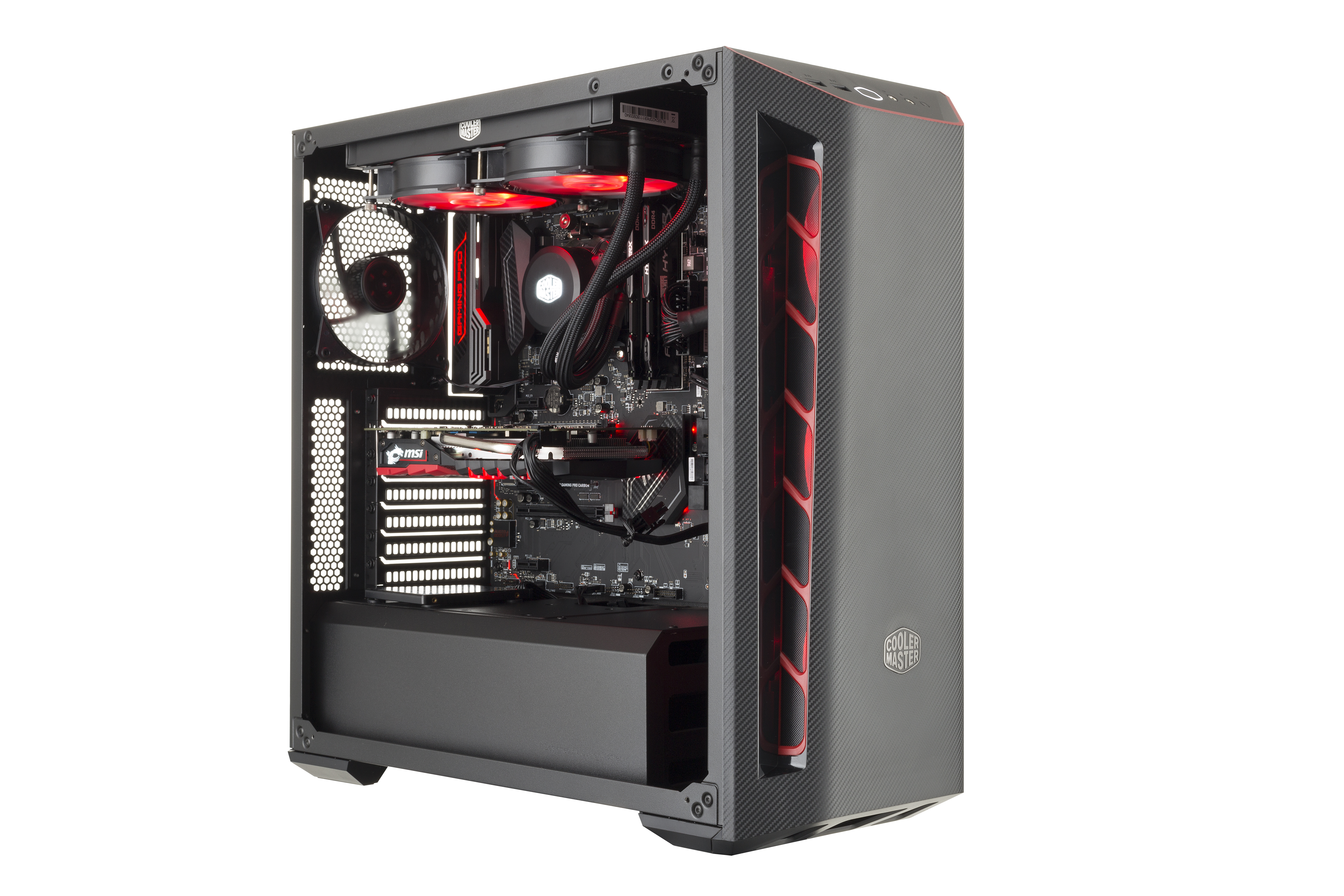 MCB-B510L-KANN-S00 masterbox mb510l, 2xusb3.0, 1x120 fan, w/o psu, black, red trim, atx Cooler Master Cooler Master MasterBox Santreyd  - Вид №1