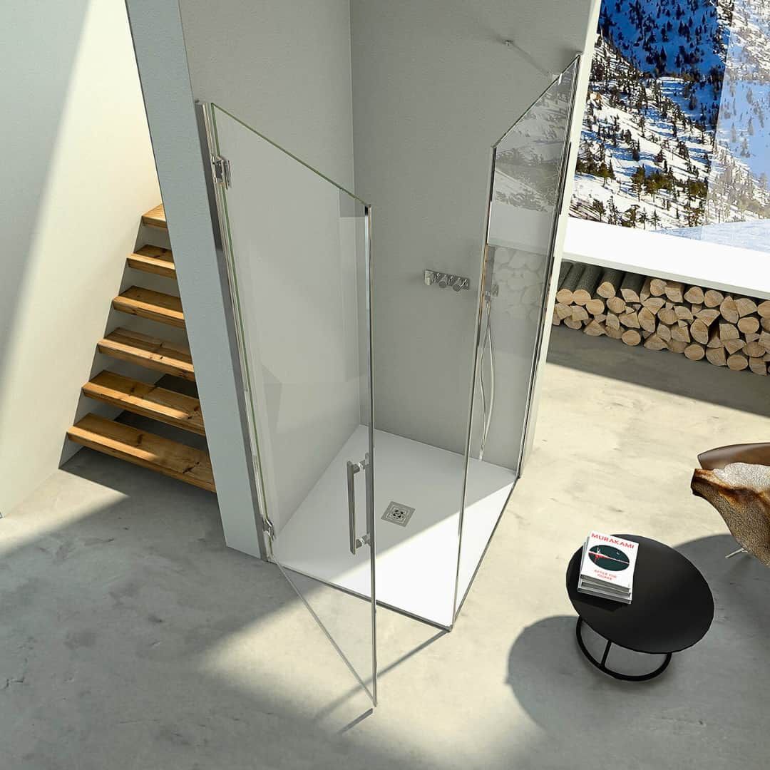 Стальная и стеклянная угловая душевая кабина с распашной дверью CSA Box Doccia SONIA ARCH-00063174 - Вид №2