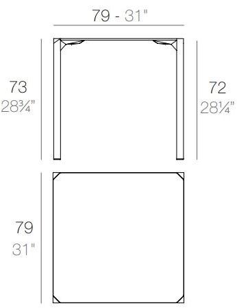 VONDOM Квадратный садовый стол из полиамида Quartz sun-id-1500400 - Вид №6