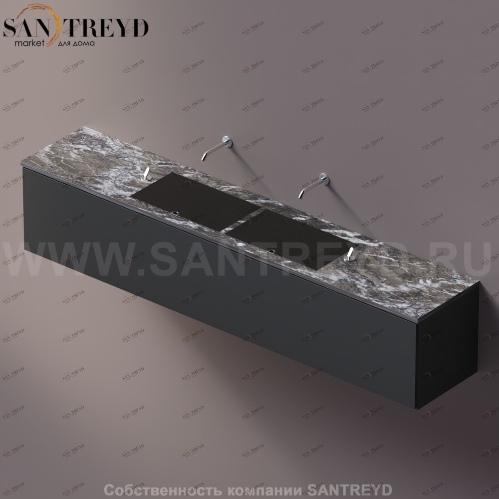 AELLM0CC22426KD Подвесная раковина настенная прямоугольная Agape Ell серая