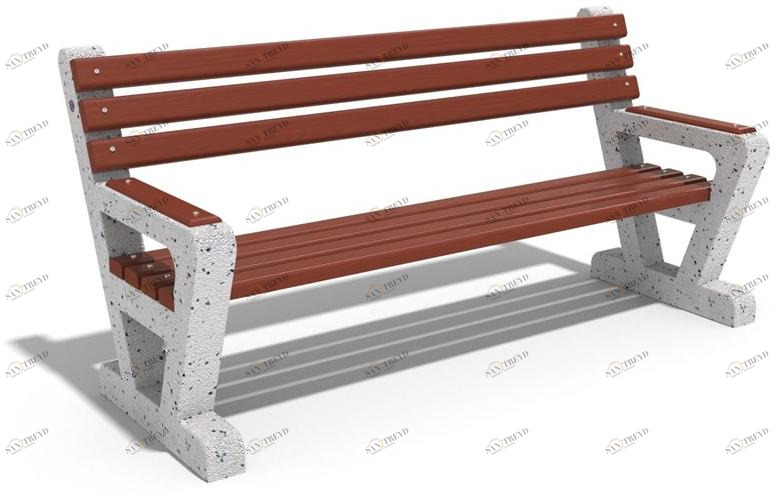 ENCHO ENCHEV - ETE Скамейка из бетона и дерева со спинкой  109 