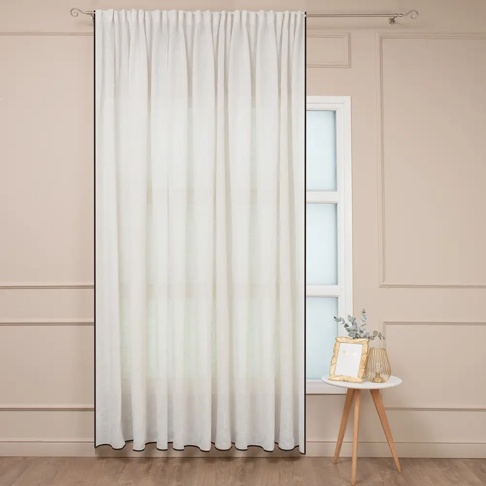 AMORE MIO Штора неоклассика бежевая на ленте для спальни 89433200 STLM-1582620