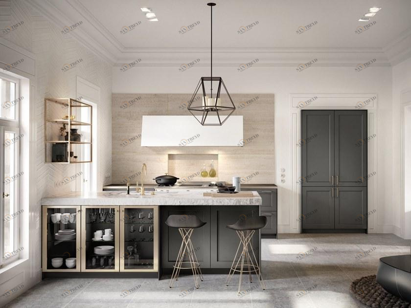 SieMatic Кухня из стали и дерева с полуостровом sun-id-1429811