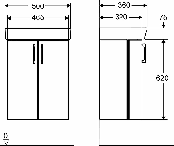 9616221001 Комплект IDO Glow для мойки с основанием для умывальника, две дверцы  - Вид №1