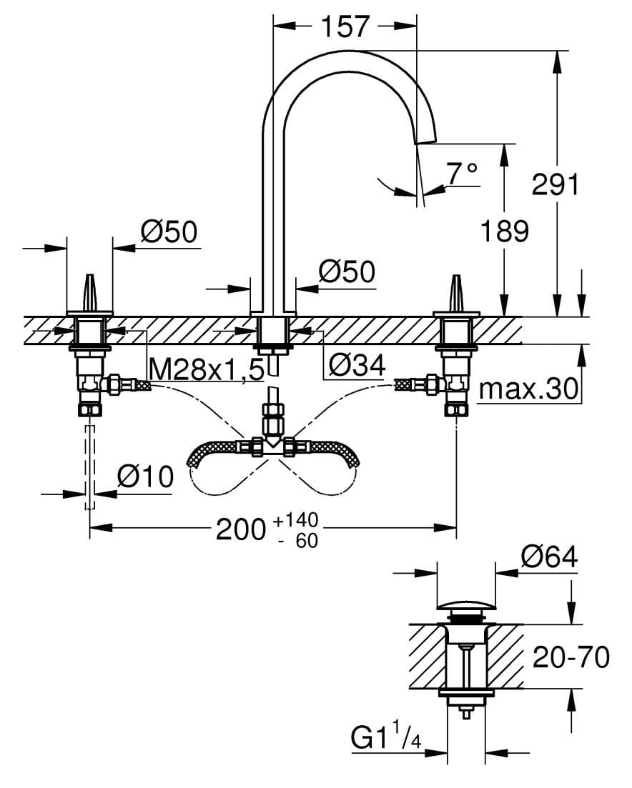 Смеситель для раковины с раздельными розетками Grohe Атриум ARCH-00141944 - Вид №1