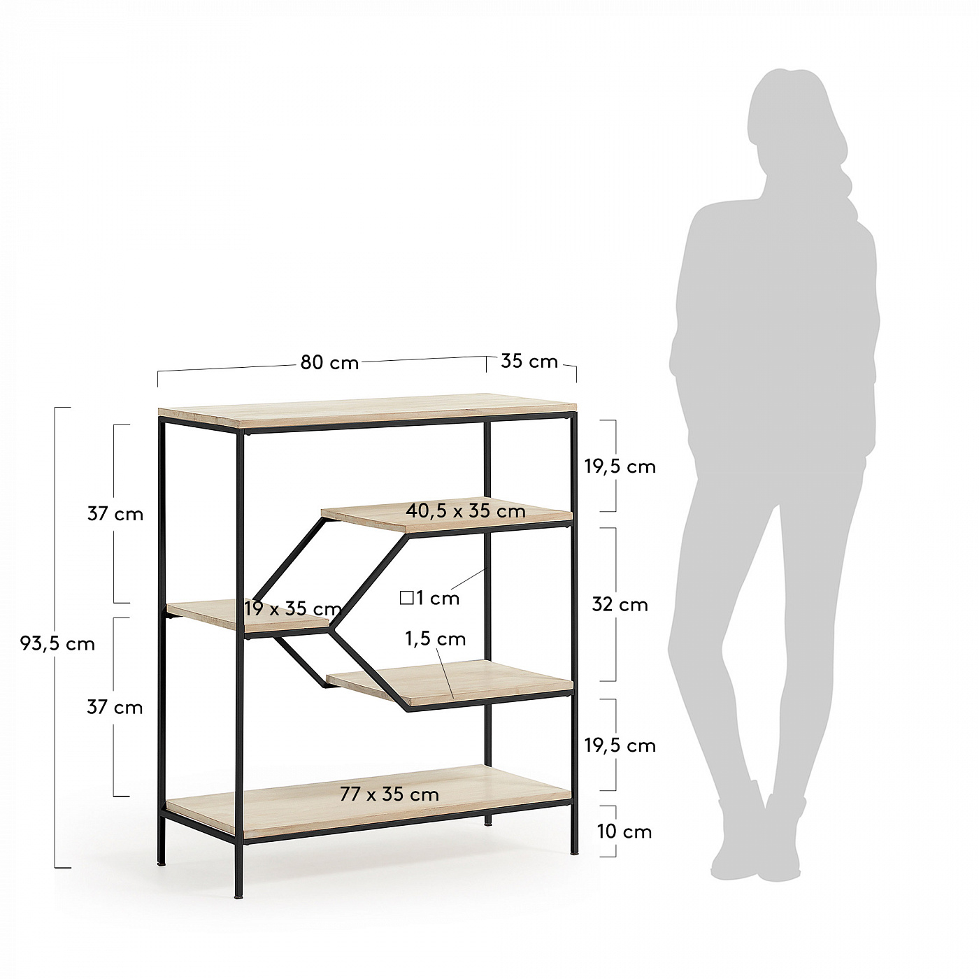 054382 Книжный стеллаж Pyke 80x93 черный La Forma Push  - Вид №4