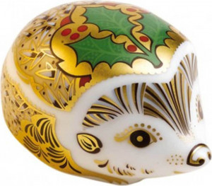 10570209 Royal Crown Derby Пресс-папье Royal Crown Derby  "Еж с остролистом" 6,5см (пара к 60244) Фарфор костяной