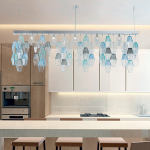 4615/S140-VC ПОДВЕСНАЯ ЛЮСТРА из дутого муранского стекла, доступного в пяти цветах, которые также можно комбинировать, металлическая структурав полированном хроме или в золоте 24 карата. Patrizia Volpato Glace
