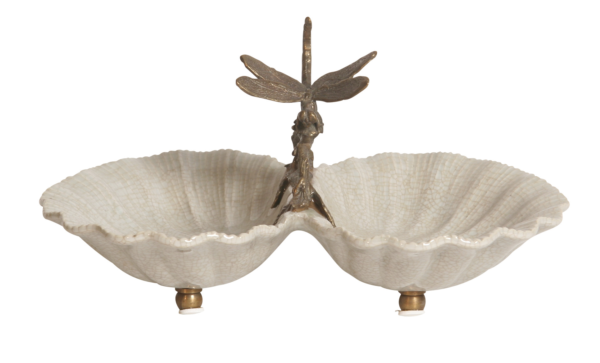 CH/C904C/WHITE/BZ Чаша двойная, фарфор, бронза H: 14 cm W: 25 cm D: 18 cm G&C Santreyd 