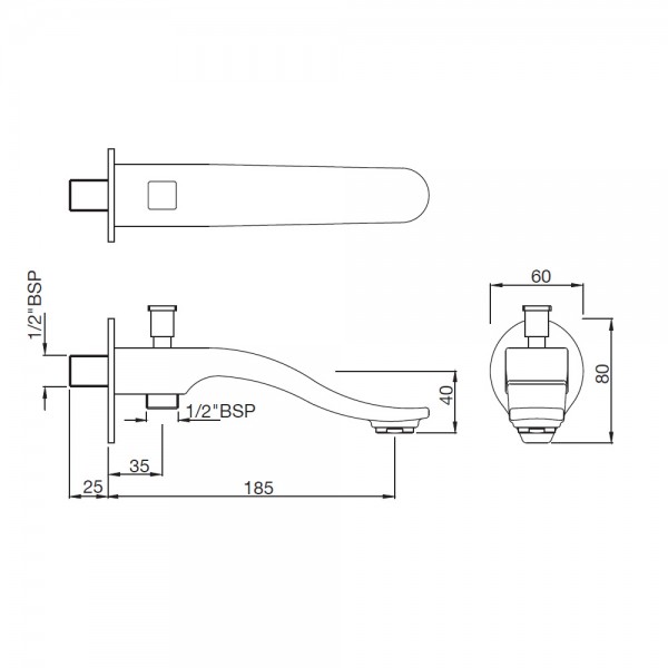 SPT-SSF-73463 Излив для ванны Artize  Нержавеющая сталь  - Вид №1