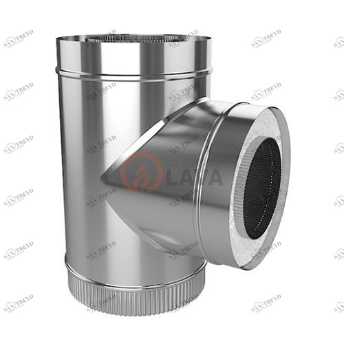 Сендвич-тройник LAVA 200/300, угол 90*, нерж. 304 (0,8)/439 (0,5) 3385