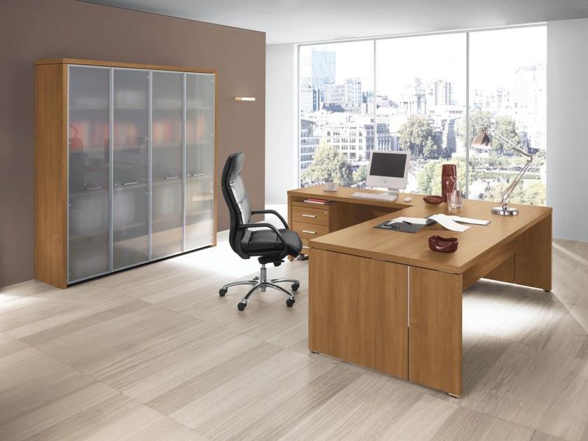 Las Mobili Офисный угловой стол в современном стиле со встроенной полкой Delta evo sun-id-1403928 - Вид №9